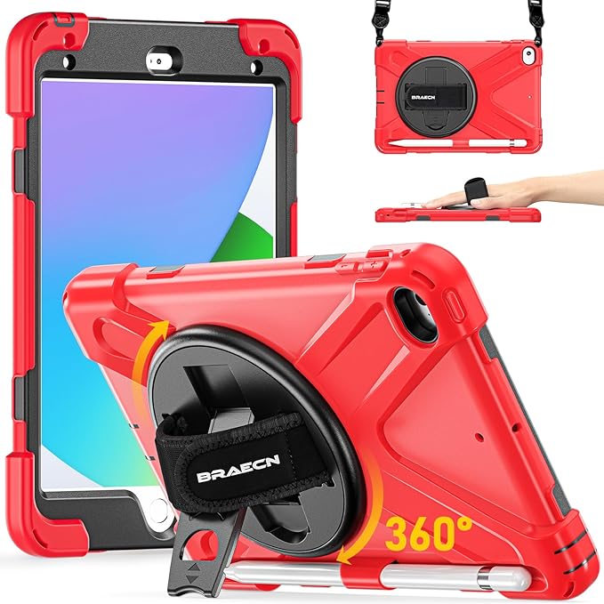 BRAECN iPad mini 5 CaseiPad mini 4 Case Heavy Duty Shockproof Protective Rugged Case with Pencil HolderHand StrapKickstand Shoulder Strap for iPad mini 5th/4th Generation 7.9 Inch for Kids