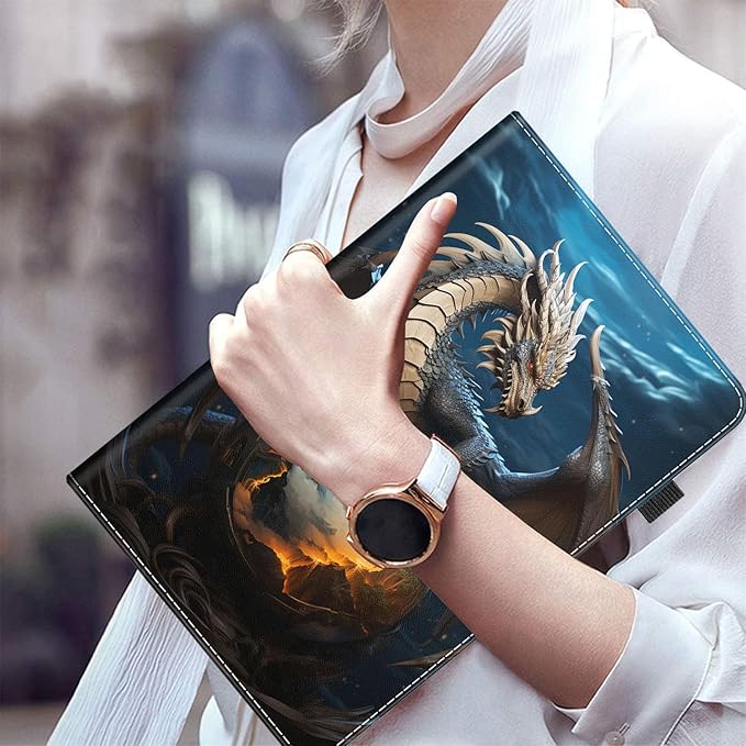 Case for All-New Amazon Fire HD 10 and 10 Plus Tablet (13th/11th Generation 2023/2021 Release) 10.1 Multi-Angle Smart Stand Cover Auto Sleep/Wake Dragon