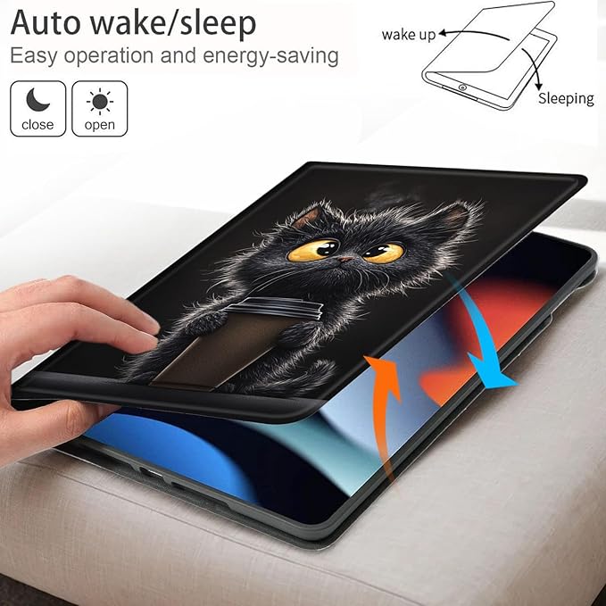 Bxgolkgd Tablet Case for 6.8 Kindle Paperwhite (11th Generation-2021) &amp Kindle Paperwhite Signature EditionAuto Wake/Sleep FunctionBlack Cat Coffee