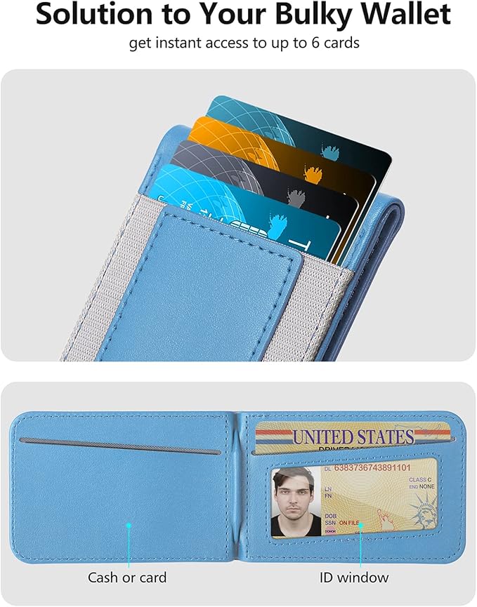 ExtreLife 2-in-1 Magsafe Wallet Adjustable Stand and Open ID Window Magnetic Wallet for iPhone 17/16/15/14 Pro Max/14 Pro/14/14 Plus/13/12 Series 9 Cards Light Sky Blue