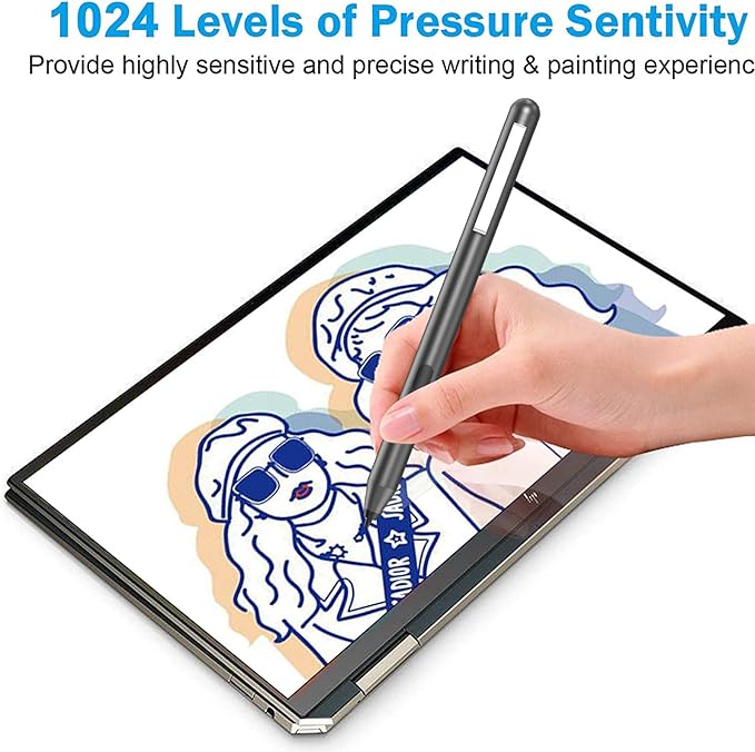 Stylus Pen for HP Omnibook Active Digital Pencil for Envy Pavilion Spectre x360 2-in-1 Touchscreen with MPP 1.51 Technology Palm Rejection 1024 Pressure Levels 2500H Battery Life 2 Side Buttons