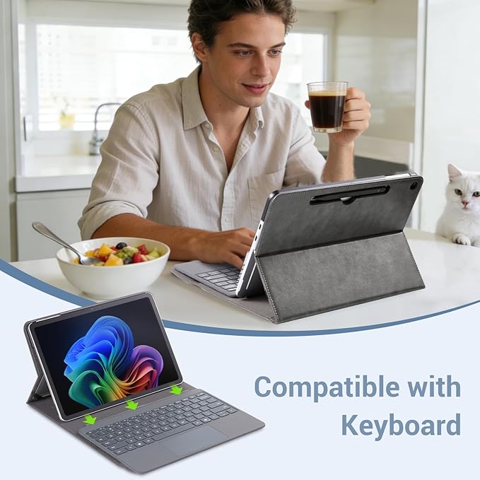CoBak Case for Microsoft Surface Pro 12 (2025) Premium Business Cover with Multi-Angle Stand Embedded Stylus Holder Keyboard Support &amp Built-in Organizer – Tailored for ProfessionalsCowhide G