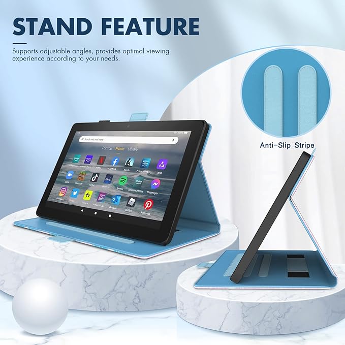 Dteck for Fire HD 8 Tablet Case (8th/7th/6th Generation-2018/2017/2016 Release) 8 Lightweight Folio Case with Auto Sleep Wake &amp Stand Function Hand Strap Protective PU Leather Cute Cover Lemo