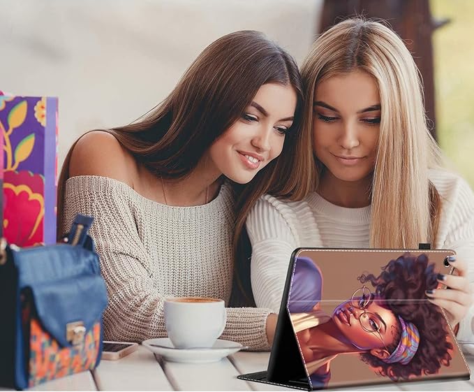 Case Fits Amazon Kindle Fire HD 8 &amp 8 Plus Tablet (12th Generation/10th Generation 2022/2020 Release) 8 Multi-Angle Smart Stand Cover Auto Sleep/WakeAfrican American Women Girl