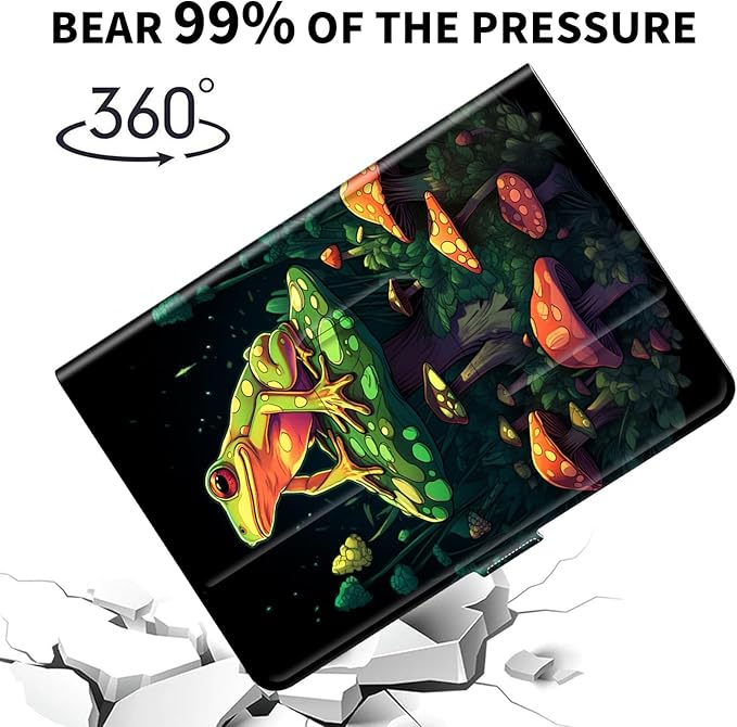 for Universal 10 10.1 Inch Android Tablet Case 360 Degree Rotating PU Leather Stand Folio Cover for iPad 9.7/10.2/10.5/Galaxy Tab 9-10.5/Fire HD10 and More 9.0-10.5 Inch TabletColorful Frog
