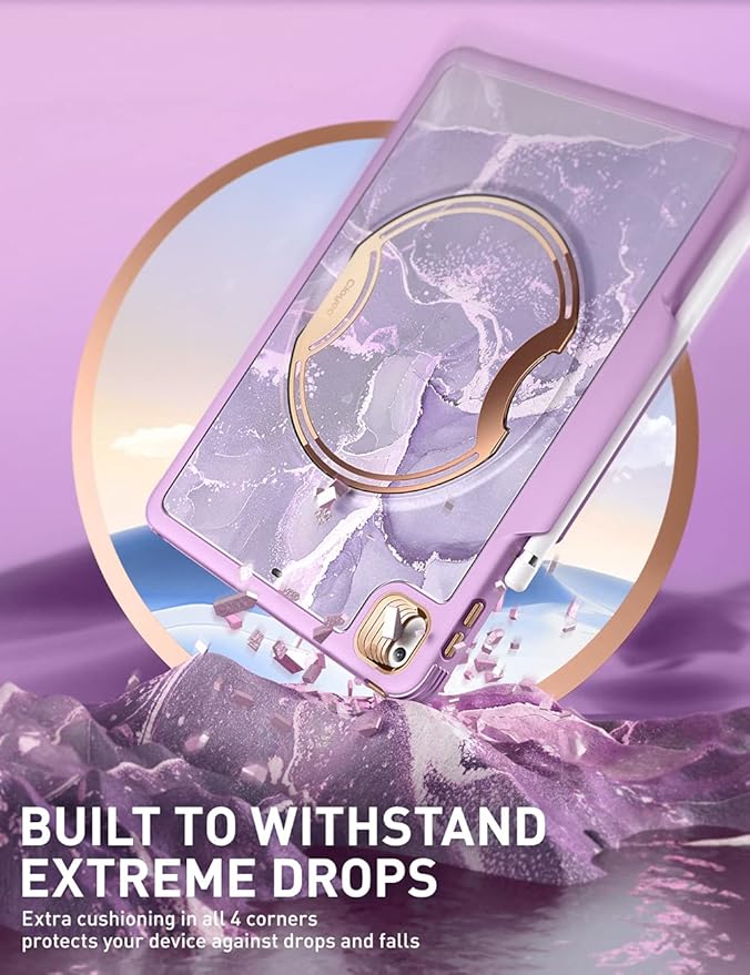 Clayco Nebula Case for iPad 9th/8th/7th Generation Case 10.2 Inch 2021/2020/2019 Multi-Angle Viewing Full Body Stand Cover for iPad 10.2 with Built-in Screen Protector &amp Pencil Holder Purple