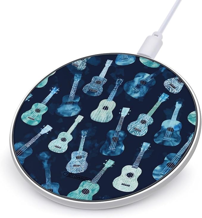 Ukuleles Guitar Tie Dye Fast Portable Charger 10W Funny Graphic Phone Charging Pad with USB Cable