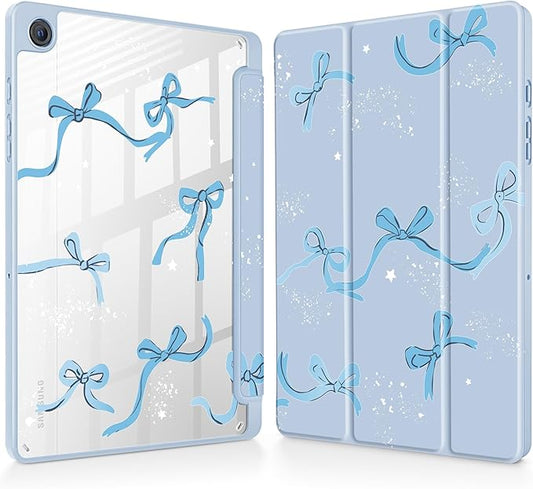 Tuiklol for Samsung Galaxy Tab A9+ Tablet 11” / A9+ Plus 2024 2023Buit-in S-Pen Holder with Clear Protective Cover Transparent Back Shell Auto Wake/Sleep Samsung Tab A9 Plus CoverBow-Blue
