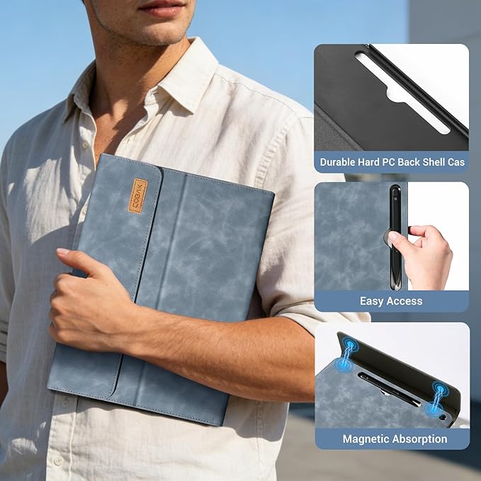 CoBak Case for Microsoft Surface Pro 12 (2025) Premium Business Cover with Multi-Angle Stand Embedded Stylus Holder Keyboard Support &amp Built-in Organizer – Tailored for ProfessionalsNavy Blue