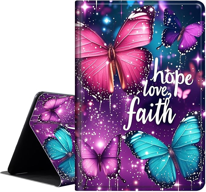 Case for iPad Pro 13 Inch Case M4 (2024 Model 7th Generation)PU Leather Folio Cover with Auto Sleep WakeMulti-Angle ViewinPurple Butterflys-3