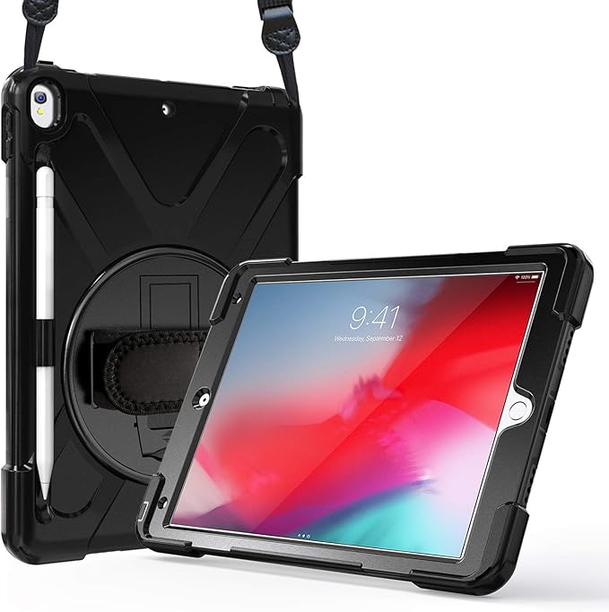ProCase Rugged Heavy Duty Case for iPad Air 3 10.5 2019/ iPad Pro 10.5 2017 Shockproof Protective Cover with Rotating Kickstand for iPad Air (3rd Gen) 10.5 2019/ iPad Pro 10.5 2018 Black