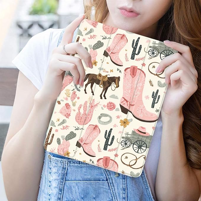 JOYLAND Cowboy for iPad 10th Generation Case 10.9 inch/iPad (A16) 11th Generation 11 Inch 2025 with Pencil Holder-Trifold Stand Protective Cover with Soft TPU BackGreen
