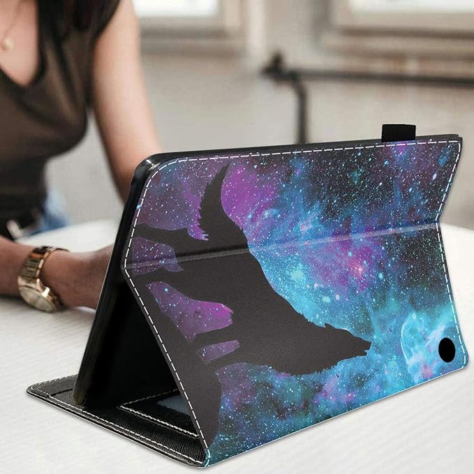 Case for All-New Amazon Fire HD 10 &amp 10 Plus Tablet 10.1 (13th/11th Generation 2023/2021 Release) Slim Stand Folio Cover with Card Slot &amp Auto Wake/Sleep - Galaxy Nebula Wolf