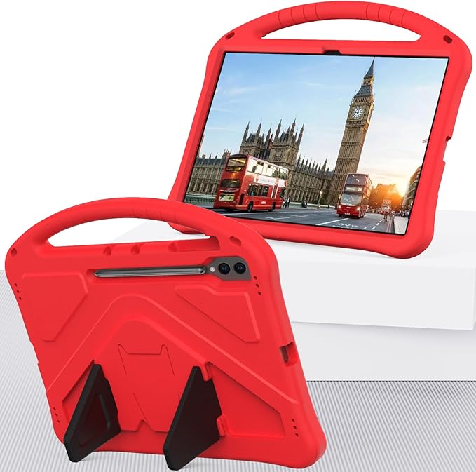 for Samsung Galaxy Tab S9 Ultra &amp S8 Ultra 14.6-Inch Kids Case 2023/2022 (SM-X910/X916/X918/X900/X906) with Kickstand/Handle Stand Kids Friendly Lightweight Soft EVA Shockproof Cover Red