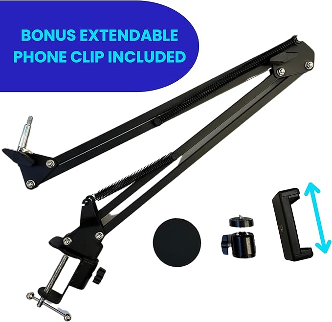 Da Vinci Eye Overhead Phone Stand and Holder - Flexible Arm Phone Stand - Camera Holder with Clamps for Live Streaming Webcams and Recording Videos (MagSafe Compatible)