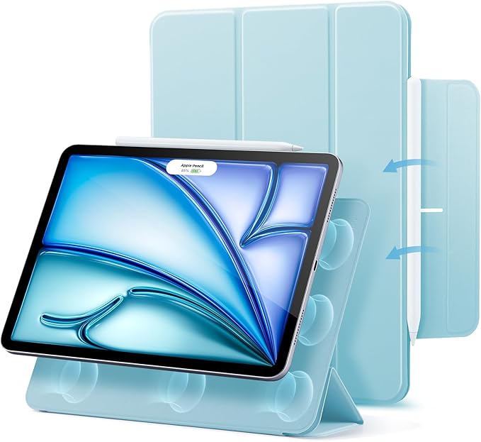 ESR for iPad Air 11 Inch Case M4/M3/M2 (2026/2025/2024) iPad Air 5th/4th Gen (2022/2020) Powerful Magnetic Attachment Slim Trifold Stand Case Auto Wake/Sleep Durable Protection Sky Blue