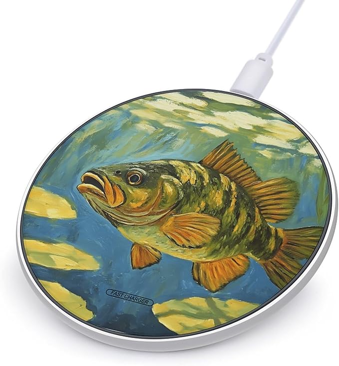 Underwater Bass Fish Phone Charger Magnetic Charging Pad Anti-Slip with USB Cable