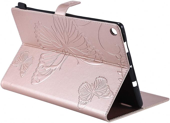 Case for Fire HD 10 Tablet Techcircle Butterfly Embossed Slim Folding Stand Cover with Credit Card/Cash Holder Case for Amazon Fire HD 10.1 5th/7th/9th Generation-2015/2017/2019 Release Rose Gold