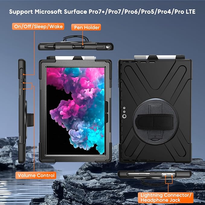 Surface Pro7+/7/6/5/4 Case-Black