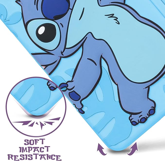 Disney Stitch Kids Case for iPad - 9th Generation iPad Case iPad 8th Generation Case iPad 7th Generation Case - 10.2 2019/2020/2021 - Tablet Cover with Stand Shockproof Silicone