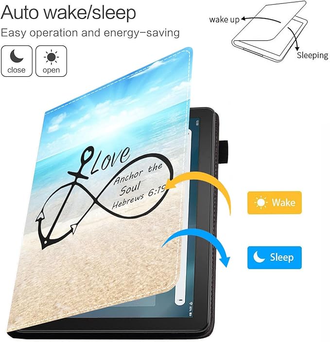 Case for Amazon Kindle Fire HD 10 &amp 10 Plus Tablet 10.1 (13th/11th Generation 2023/2021 Release) - Premium PU Leather Cover with Auto Sleep Wake Bible Verse Hebrews 6:19