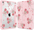 Case for iPad (A16) 11th Gen 11 Inch 2025 iPad 10th Gen 10.9 inch 2022 with Pencil Holder Slim Printed Stand Protective Cover with Hard PC Translucent Back Shell Cover Rose Bows