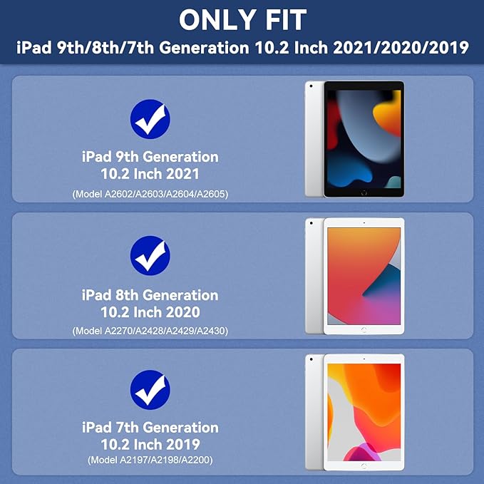 Grifobes for iPad 9th/8th/7th Generation Case for iPad 10.2 Inch 2021/2020/2019 Case Cover with Screen Protector 360°Rotate Stand Hand &amp Shoulder Strap Pencil Holder for Kids Yellow Black