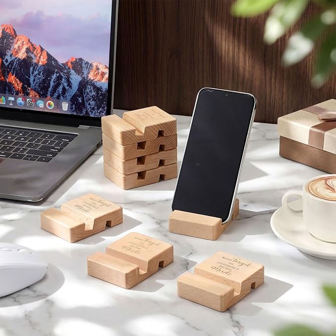 Wenqik 24 Set Employee Appreciation Gifts Bulk Wooden Phone Stand for Desk Wooden Phone Holder Office Workers Thank You Gift for Team Coworkers Staff Nurse Teacher Colleagues Doctor (Difference)