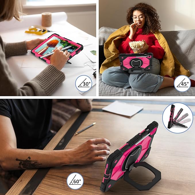 ATOOZ for Samsung Galaxy Tab S10 Lite/S10 FE/S10/S9 FE/S9 Case 2025Heavy Duty Shockproof Rugged Cover Case for Samsung S10 FE Tablet 10.9 Inch with Shoulder Strap &amp Pencil Holder (Rose Red)