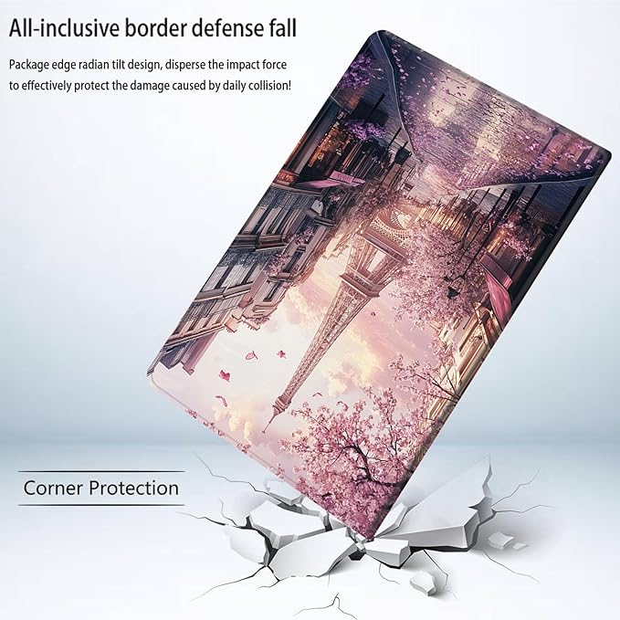 Bxgolkgd Tablet Case for 6 Kindle 11th Generation (2024/2022 Release)Shockproof Stand Cover with Heat DissipationAuto Wake/Sleep FunctionParis Eiffel Tower Sakura