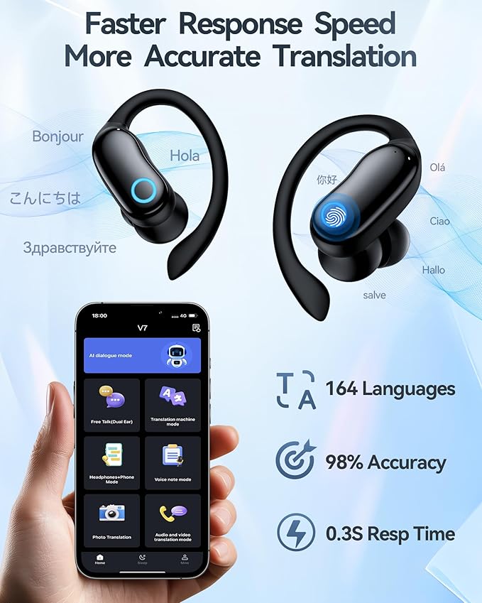 GNMN Active Noise Cancelling Ear Buds Wireless Earbuds 96hrs Playback Bluetooth Headphones Dual Battery Display Stereo Bass Earphones with Earhooks Microphone IPX7 Waterproof for Sports/Workout