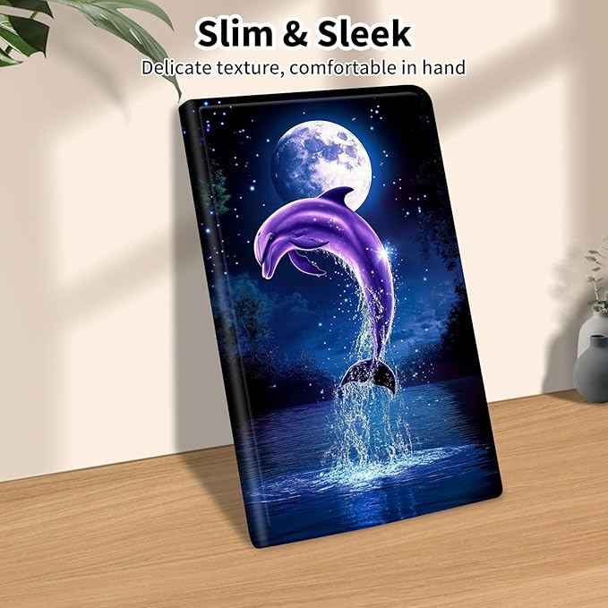 for Fire Max 11 Tablet Case(13th Generation2023 Release) 11Slim PU Leather Multi-Angle Stand Folio Cute Cover with Auto Wake/Sleep Case for Fire Max 11 TabletCute Dolphin Ocean