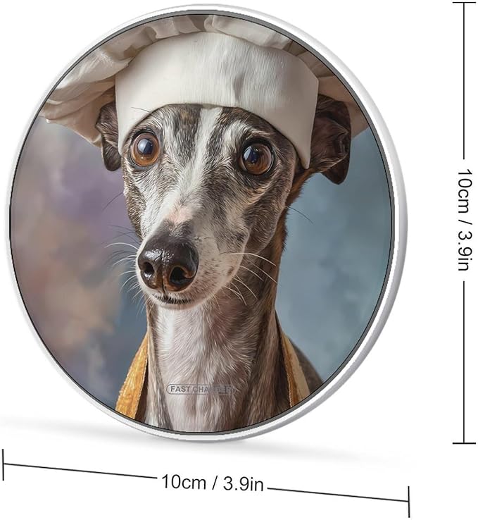 Greyhound Dog Chefs Fast Portable Charger 10W Funny Graphic Phone Charging Pad with USB Cable