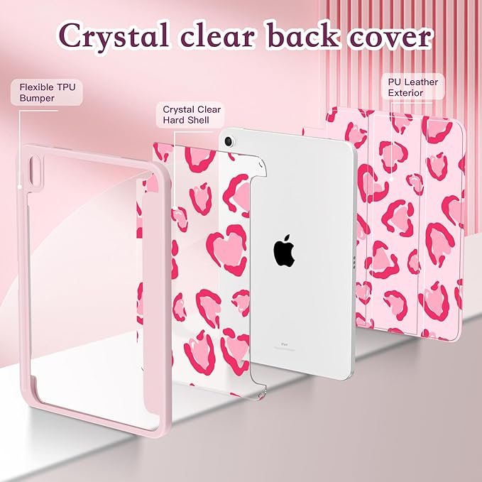 CISSOOK Case for iPad 11 inch (A16) 2025 11th Gen/iPad 10.9 inch 2022 10th Gen Built in Pencil Holder with Crystal Clear Back Cover with Auto Wake/Sleep &amp Stand Function Cute Pattern