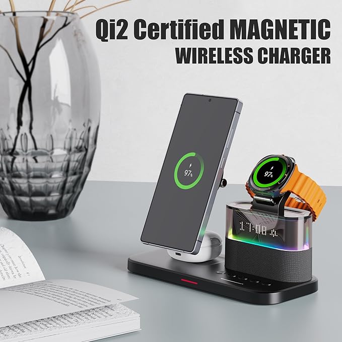 Magnetic Charger for Samsung 5 in 1 Wireless Charging Station for Samsung Galaxy S25 Ultra/S24/S23/S22 Galaxy Watch 8/7/6/4/5 Galaxy Buds/Pro Upgraded Version