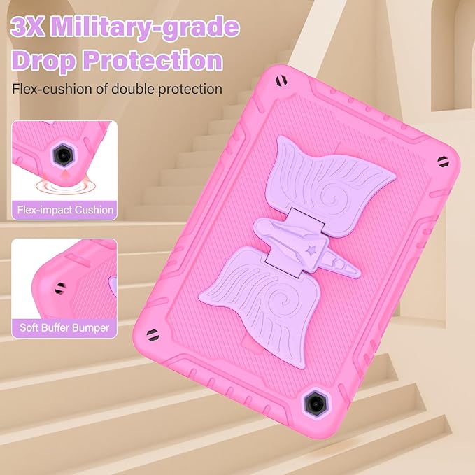 Case for Samsung Galaxy Tab A11+ Plus/ A9+ 11 inch 2025/2023 with Screen ProtectorUnicorn Stand Shoulder StrapShockproof for Galaxy Tab A11 Plus/A9 Plus Tablet Case Kids Girls (Pink)