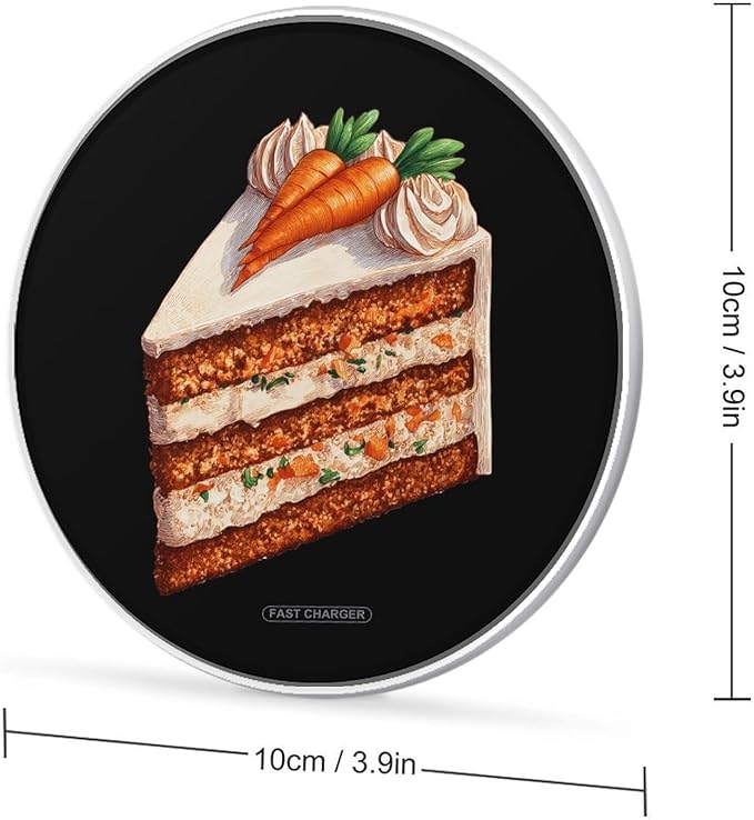 Carrot Cake Fast Portable Charger 10W Funny Graphic Phone Charging Pad with USB Cable