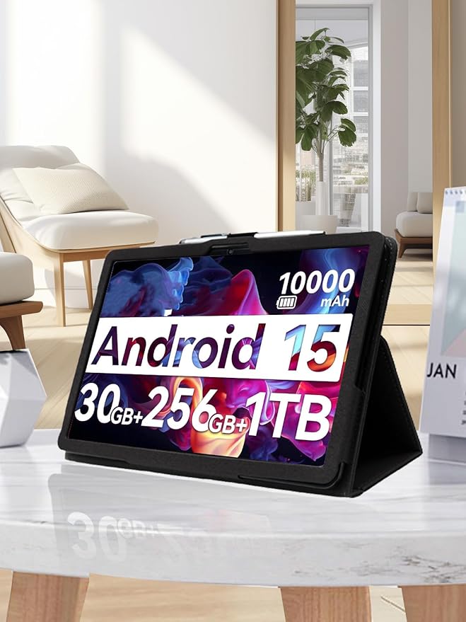 for Urao G140L 2025 14 Inch Android Tablet CaseBOVUGAC Folding Stand Protective Cover with Pencil Holder and Wrist StrapFull Protection Premium PUScratch Resistant(Black)