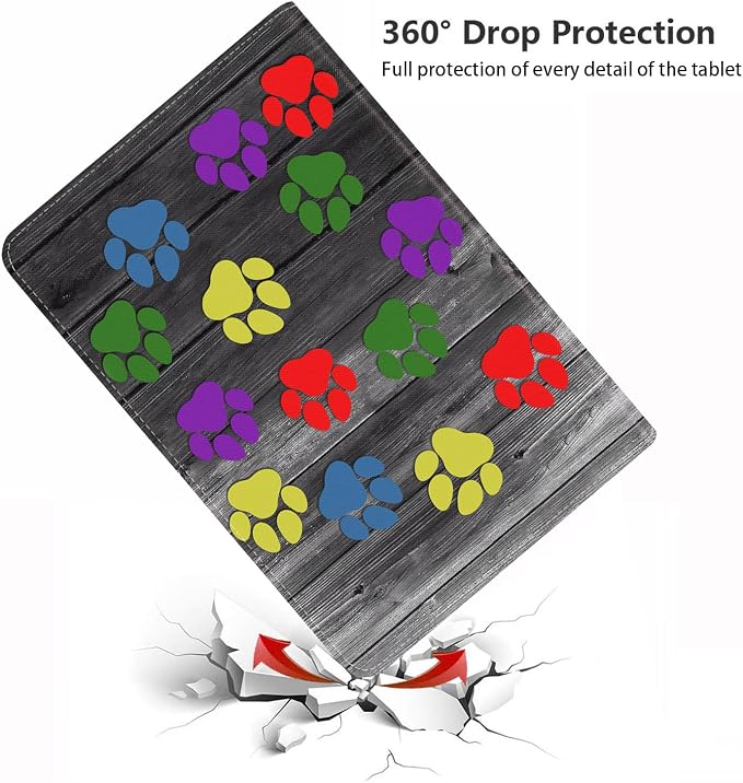 Colorful Dog Paw Print on Wooden Board