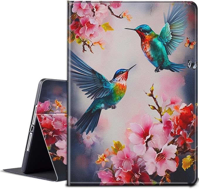 for iPad Air 13 inch Case 2024 M2 with Adjustable Stand &amp Auto Wake/Sleep Smart Protect Cover Case for iPad Air 13 inch 2024 - Hummingbird Cherry Blossoms