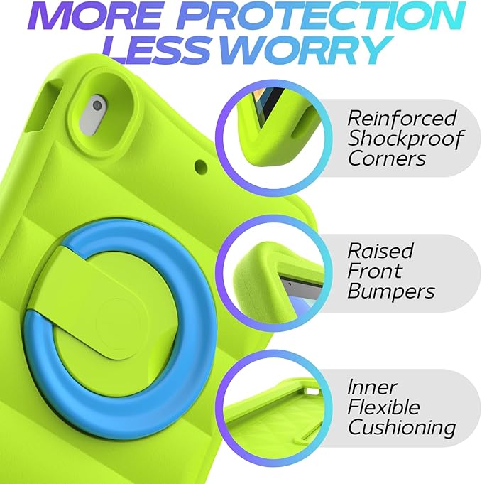 MRWHO Kids Case for iPad 9th 8th 7th Generation 10.2 inch – Sturdy Lightweight Flexible Shockproof Stand Handle Girls Boys Cover for iPad 9 8 7 Gen 2021/2020/2019 Green