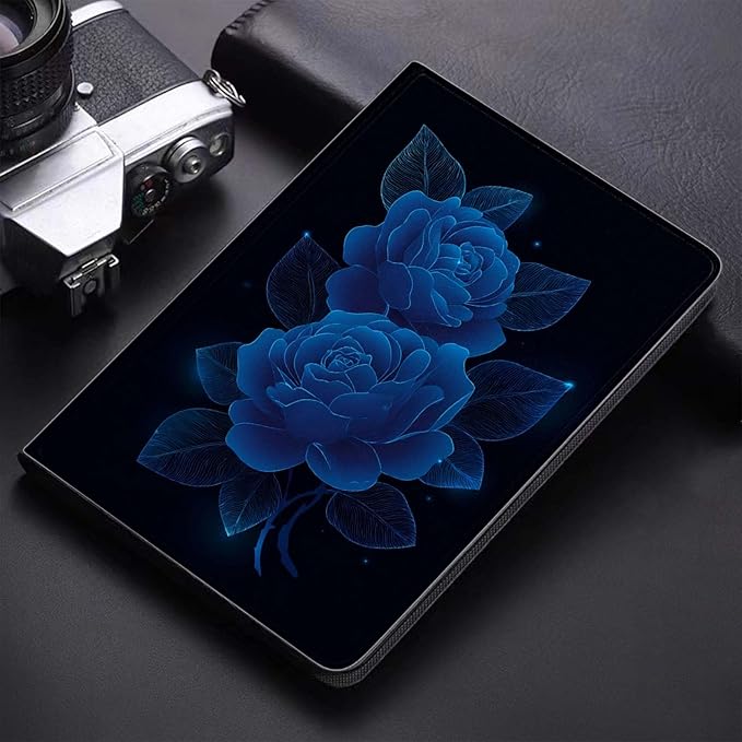 Case for Samsung Galaxy Tab A11 / Tab A9 8.7-Inch 2025/2023Slim Protective LeatherAuto Wake/SleepAdjustable Viewing Angle Stand.Blue Rose