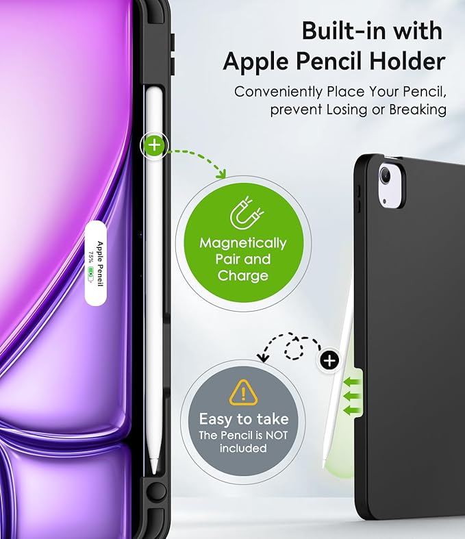 Case for iPad Air 11-inch M3/M2 (2025/2024) iPad Air 5th/4th Generation 10.9'' (2022/2020) iPad Pro 11 (4th/3rd/2nd/1st Gen) Multi-Angle Stand Cover with Pencil Holder Marble Teal Pink