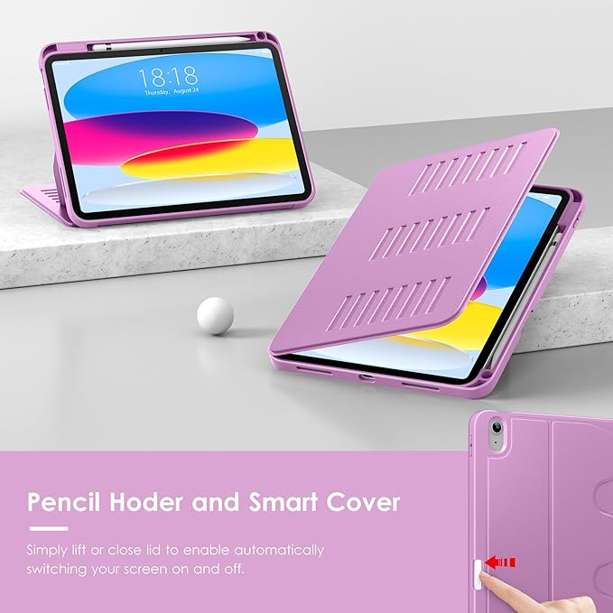 VIKESI Case for iPad (A16) 11-inch 2025 and iPad 10th/11th Generation 10.9 Inch 2022Multiple Angles Magnetic Stand CoverShockproof BackPencil Holderand Auto Sleep/WakePurple