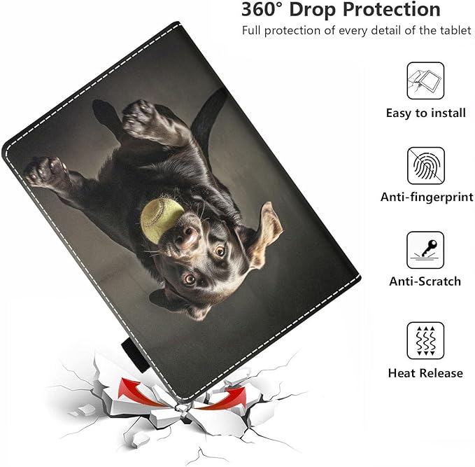Case for All-New Amazon Kindle Fire HD 10 &amp 10 Plus Tablet 10.1 (13th/11th Generation 2023/2021 Release) - PU Leather Folio Case with Smart Auto Wake/Sleep Cute Labrador