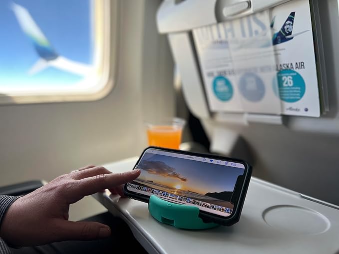 GoDonut Plus+ - Smartphone and Tablet Stand - Compatible with Lager Cases with Charging Port Access - for use at Work at Home Travel and on-the-go (Black)