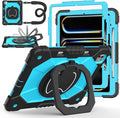 Case for iPad Pro 13 Inch M5 2025 / M4 2024 Auorld for iPad Pro 13 Inch M5 2025 with Screen Protector 360 Degree Rotating Stand Shoulder Strap Pencil Holder Black Blue