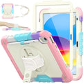 SEYMAC stock Case for iPad (A16) 11th/10th Generation 11''/10.9'' 2025/2022 Full-Body Drop Protection Case with Screen Protector &amp360° Rotate Hand Strap/Stand Yellowish+Pink