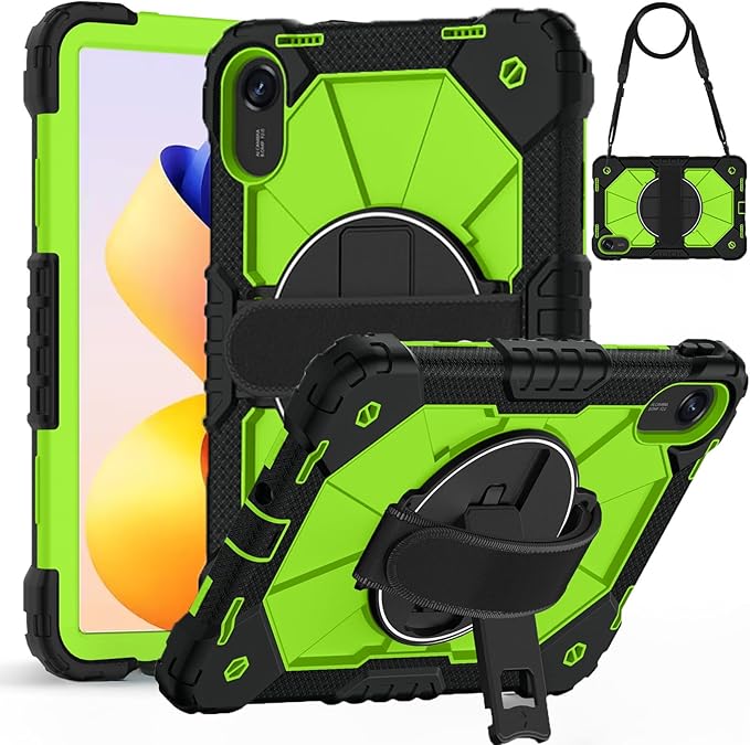 Case for Xiaomi Redmi Pad 2 Pro 12.1 inch (2025) TabletHeavy Duty Cover Rugged Shockproof Protective Case w/Kickstand Cover for Redmi Pad 2 Pro 12.1 inch (Black/Green)