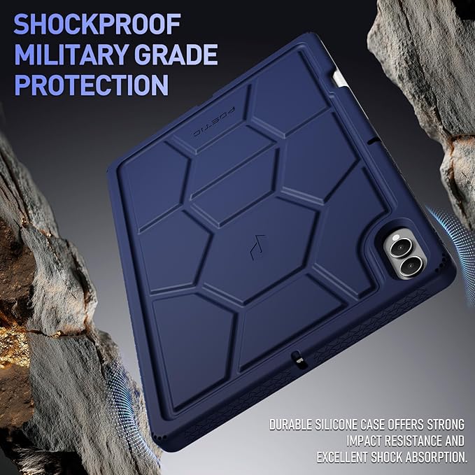 Poetic TurtleSkin Case for Samsung Galaxy Tab S11 Ultra (2025 Release) 14.6 inch Case with S Pen Holder Heavy Duty Shockproof Kids Friendly Protective Silicone Cover Navy Blue